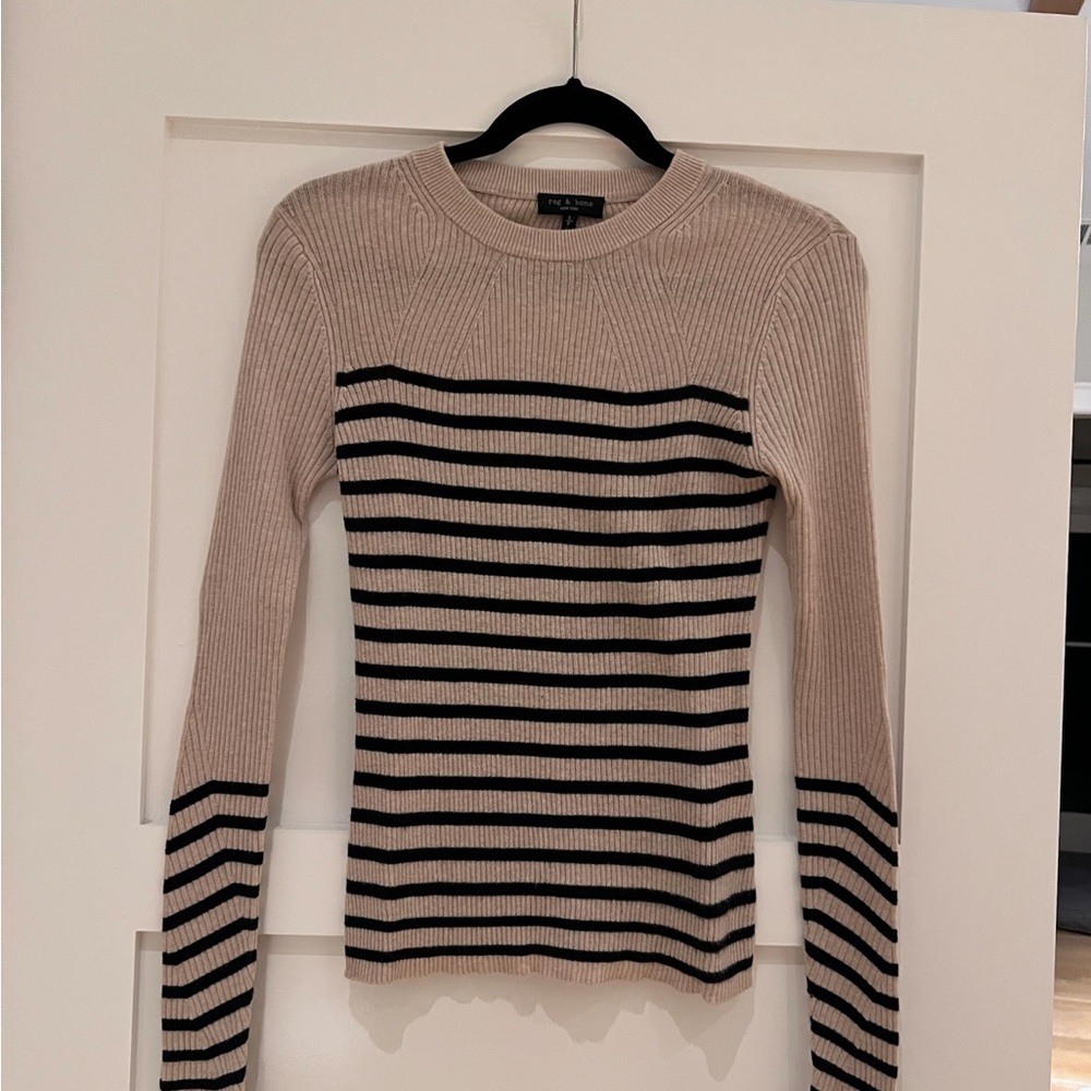 Rag & Bone ‘Kate Striped Cotton Cashmere Long Sleeve’ Size Small - Picture 2 of 4